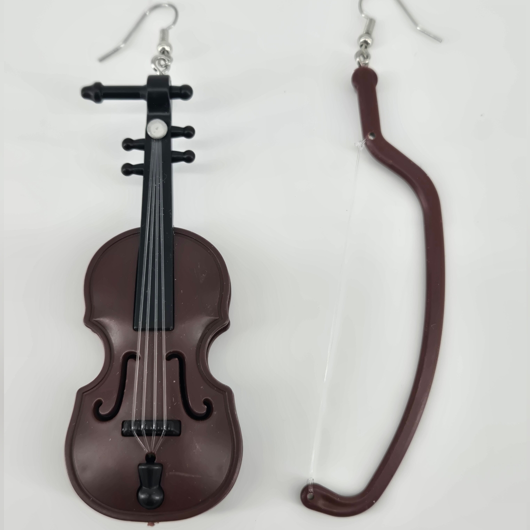 Kaboodle Designs Cello Novelty Resin Earrings Kitsch Music Bow